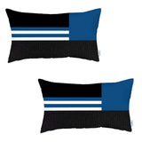 Set Of 2 Blue Geometric Lumbar Pillow Covers