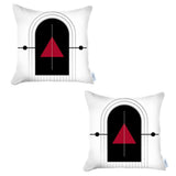 Set Of 2 Red Geometric Printed Pillow Covers