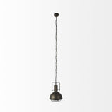 Antiqued Black Metal Hanging Industrial Caged Pendent Light