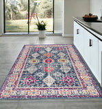 4' X 6' Blue and Ivory Oriental Area Rug