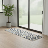 2' X 6' Blue Ikat Kilim Area Rug