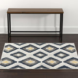 4' X 6' Blue Ikat Kilim Area Rug