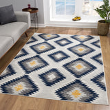 4' X 6' Blue Ikat Kilim Area Rug