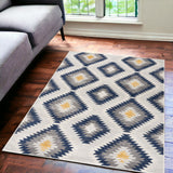 5' X 7' Blue Ikat Kilim Area Rug