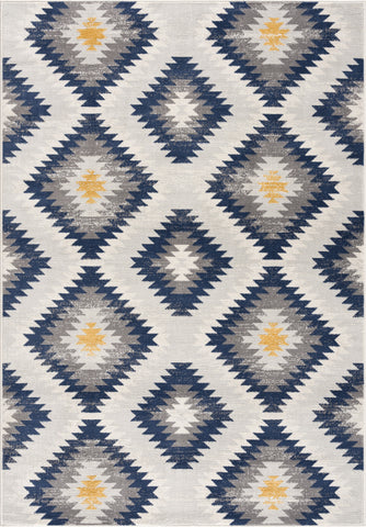 5' X 7' Blue Ikat Kilim Area Rug