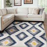 6' X 9' Blue Ikat Kilim Area Rug