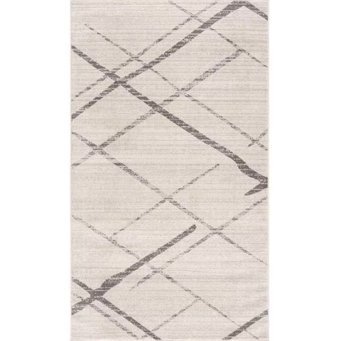 3' X 5' Gray and Ivory Geometric Area Rug
