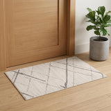 3' X 5' Gray and Ivory Geometric Area Rug