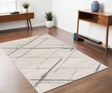 4' X 6' Gray and Ivory Geometric Area Rug