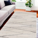 6' X 9' Gray and Ivory Geometric Area Rug