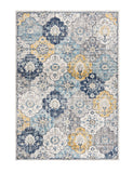 2' X 5' Blue and Yellow Floral Area Rug