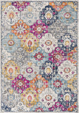 15' Blue And Ivory Floral Runner Rug