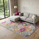 6' X 9' Blue and Ivory Floral Area Rug