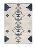 13' Blue And Ivory Southwestern Runner Rug