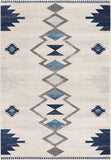 15' Blue And Ivory Southwestern Runner Rug
