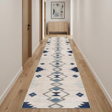 20' Blue And Ivory Southwestern Runner Rug