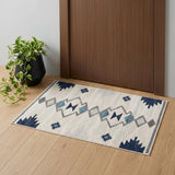 2' X 4' Blue and Ivory Southwestern Area Rug