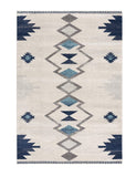 2' X 5' Blue and Ivory Southwestern Area Rug