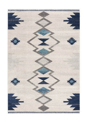 4' X 6' Blue and Ivory Southwestern Area Rug