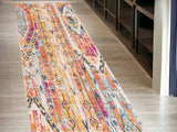 13' Gold And Ivory Southwestern Runner Rug