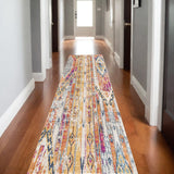 15' Gold And Ivory Southwestern Runner Rug