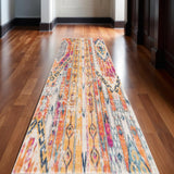 15' Gold And Ivory Southwestern Runner Rug
