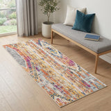 2' X 6' Gold And Ivory Southwestern Area Rug