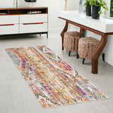 8' Gold And Ivory Southwestern Runner Rug