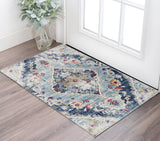 2' X 4' Blue and Ivory Medallion Area Rug
