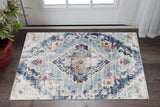 2' X 5' Blue and Ivory Medallion Area Rug