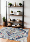 4' X 6' Blue and Ivory Medallion Area Rug
