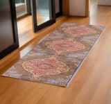 2' X 5' Rustic Orange Medallion Area Rug