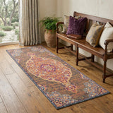 2' X 5' Rustic Orange Medallion Area Rug