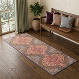 2' X 6' Rustic Orange Medallion Area Rug