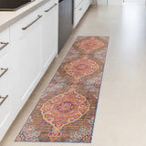 2' X 8' Rustic Orange Medallion Runner Rug