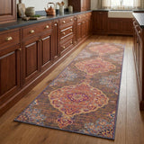 2' X 8' Rustic Orange Medallion Runner Rug