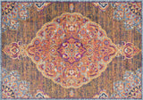 5' X 8' Rustic Orange Medallion Area Rug
