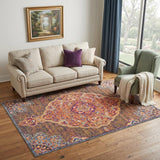 5' X 8' Rustic Orange Medallion Area Rug