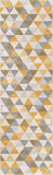 20' Yellow And Ivory Geometric Runner Rug