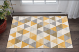 2' X 4' Yellow and Ivory Geometric Area Rug