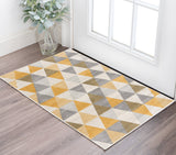 2' X 5' Yellow and Ivory Geometric Area Rug