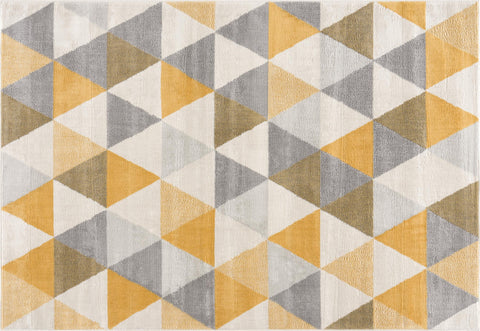 2' X 5' Yellow and Ivory Geometric Area Rug