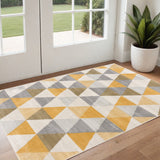 3' X 5' Yellow and Ivory Geometric Area Rug
