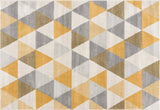 5' X 7' Yellow and Ivory Geometric Area Rug