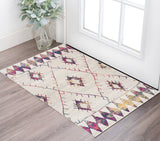 2' X 4' Cream Damask Area Rug