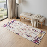 2' X 5' Cream Damask Area Rug