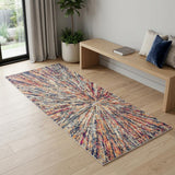 2' X 5' Cream Celestial Burst Abstract Area Rug