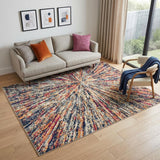 5' X 8' Cream Celestial Burst Abstract Area Rug