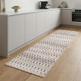 8' Blue And Ivory Ikat Runner Rug