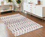 4' X 6' White Modern Geometric Grid Area Rug